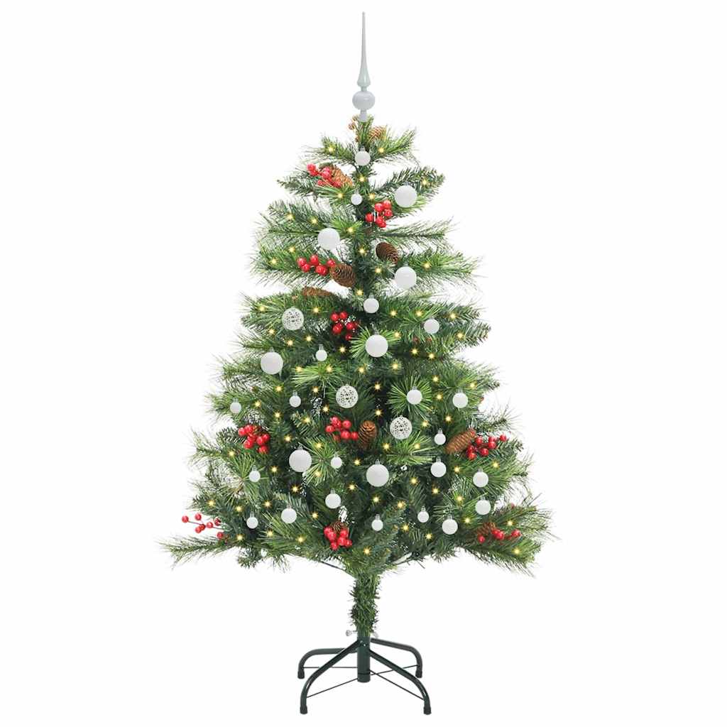 Kunstigt juletræ med LED -strimmellys Grøn 150 cm PVC og metal