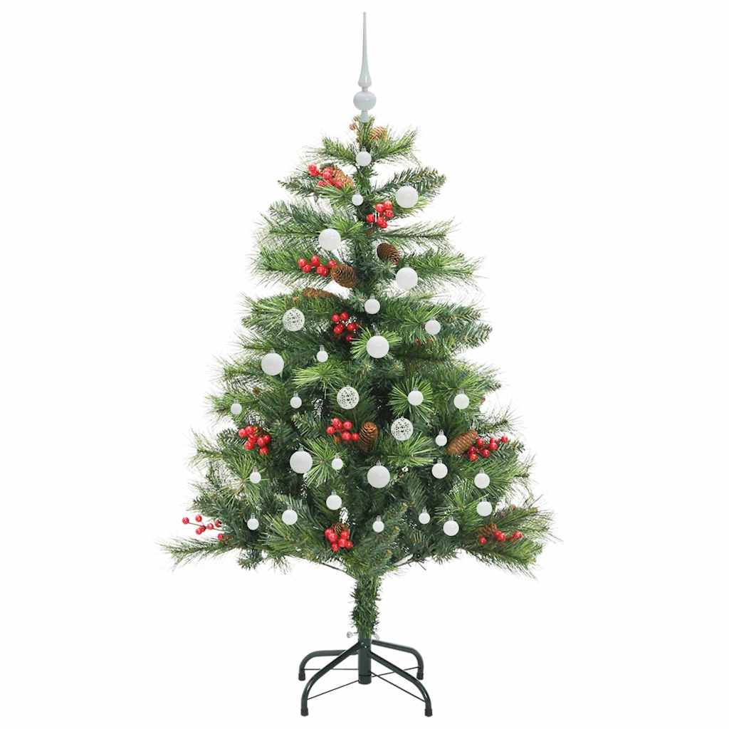Kunstigt juletræ med LED -strimmellys Grøn 150 cm PVC og metal