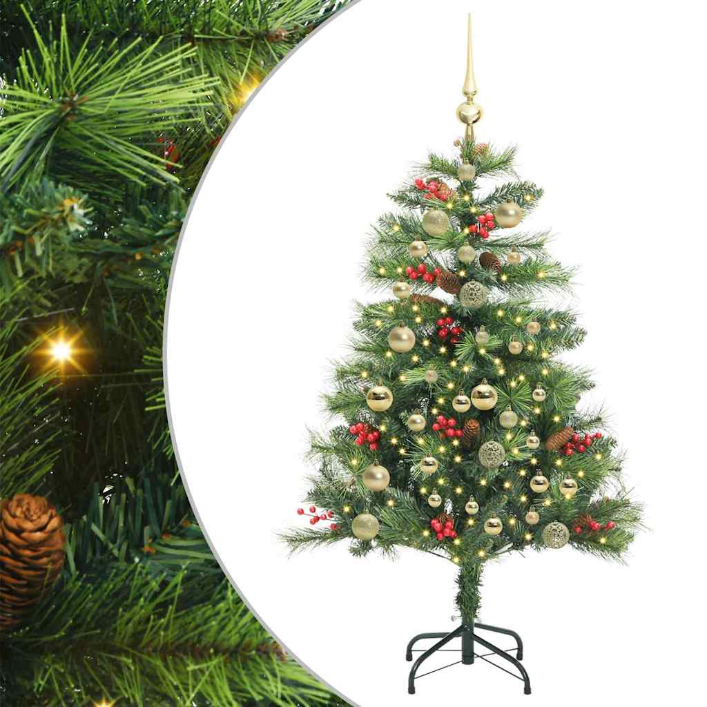 Kunstigt juletræ med LED -strimmellys Grøn 150 cm PVC og metal