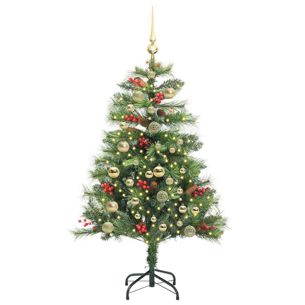 Kunstigt juletræ med LED -strimmellys Grøn 150 cm PVC og metal