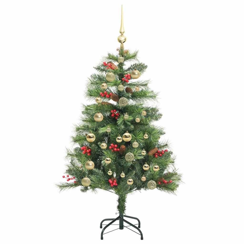 Kunstigt juletræ med LED -strimmellys Grøn 150 cm PVC og metal