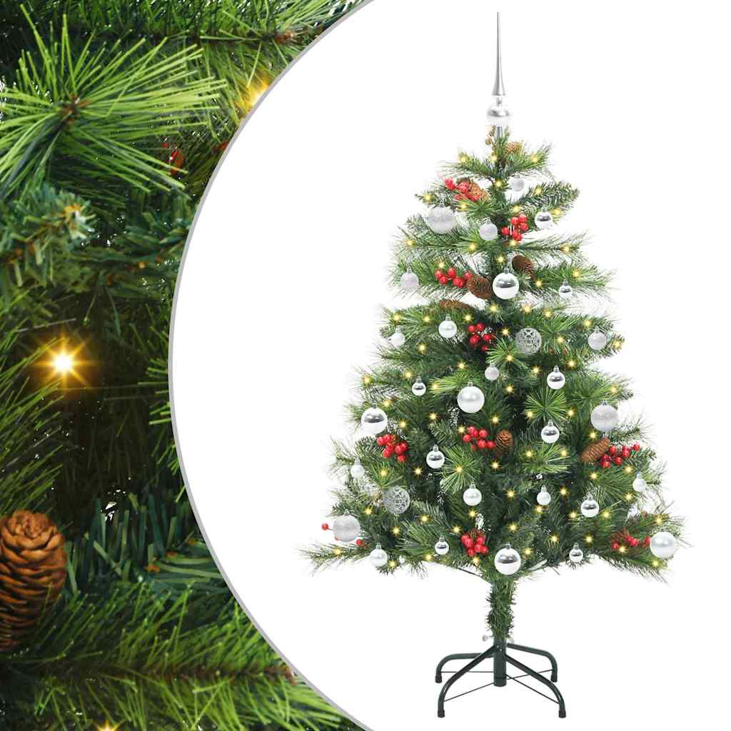Kunstigt juletræ med LED -strimmellys Grøn 150 cm PVC og metal