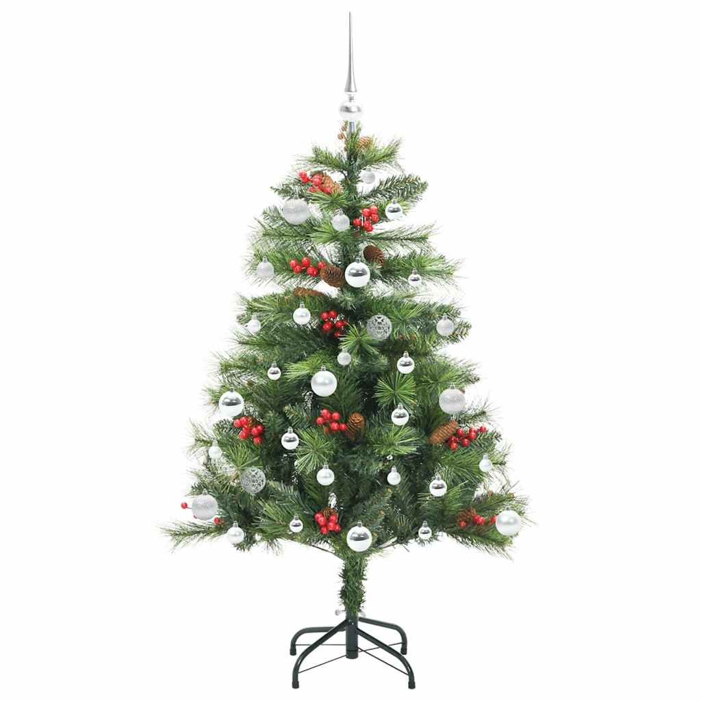 Kunstigt juletræ med LED -strimmellys Grøn 150 cm PVC og metal