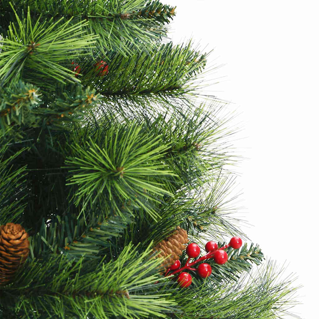 Kunstigt juletræ med LED -strimmellys Grøn 150 cm PVC og metal