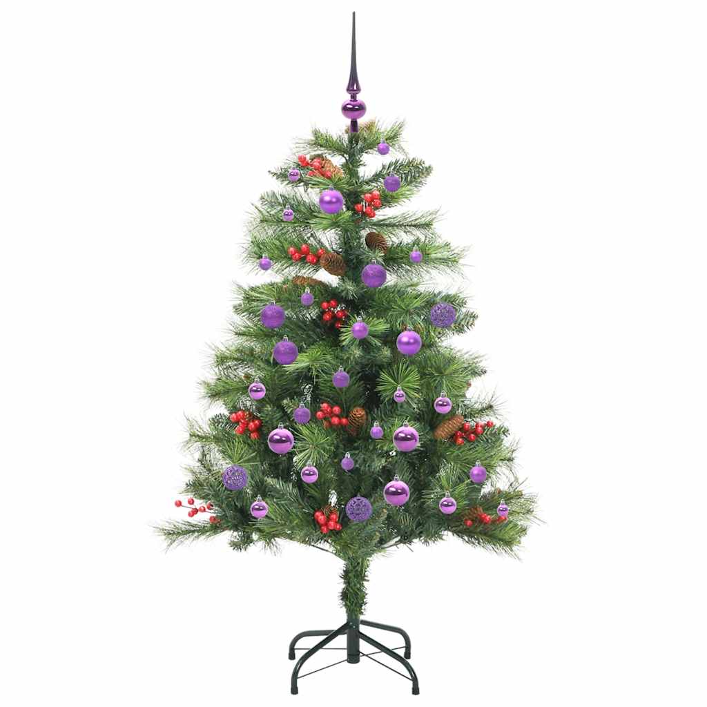 Kunstigt juletræ med LED -strimmellys Grøn 150 cm PVC og metal