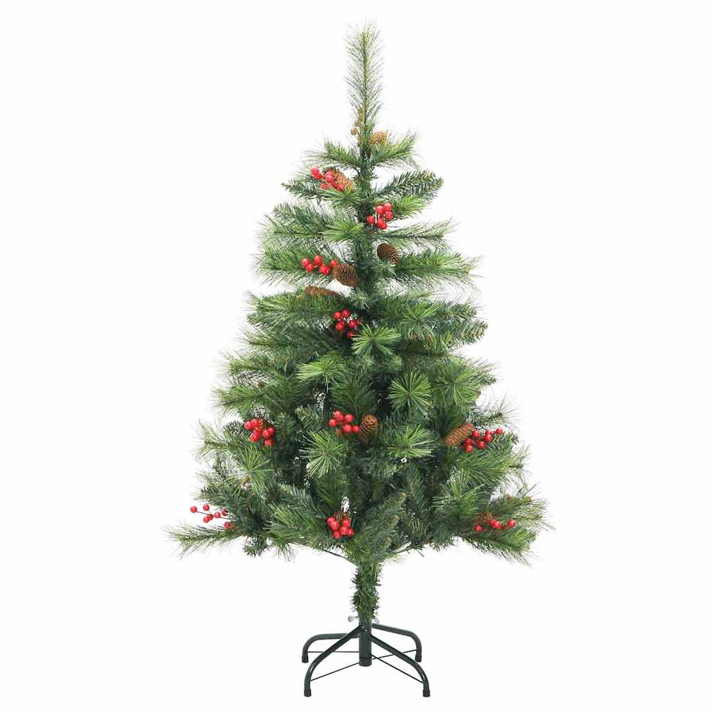 Kunstigt juletræ med LED -strimmellys Grøn 150 cm PVC og metal