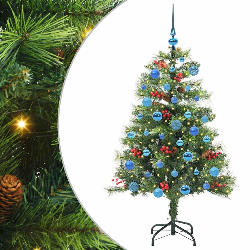 Kunstigt juletræ med LED -strimmellys Grøn 150 cm PVC og metal