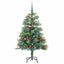 Kunstigt juletræ med LED -strimmellys Grøn 150 cm PVC og metal