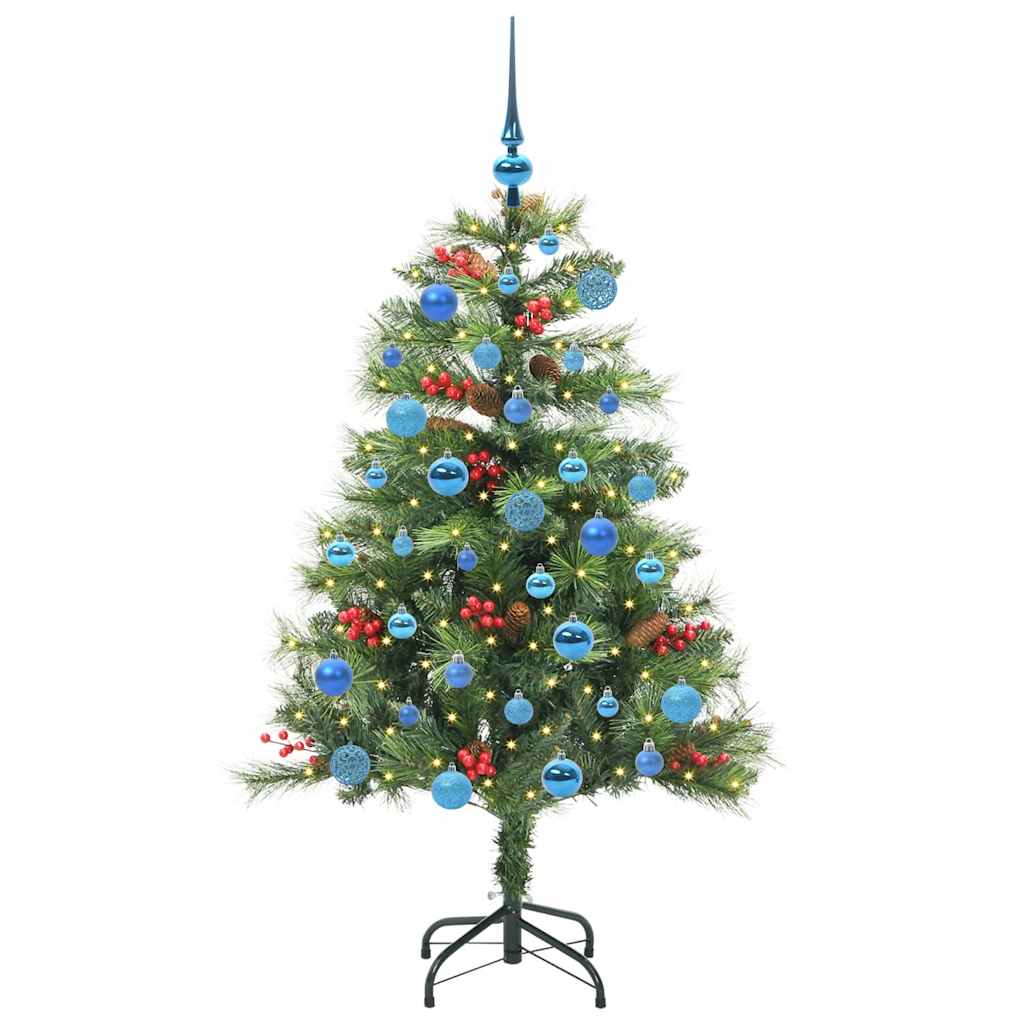 Kunstigt juletræ med LED -strimmellys Grøn 150 cm PVC og metal