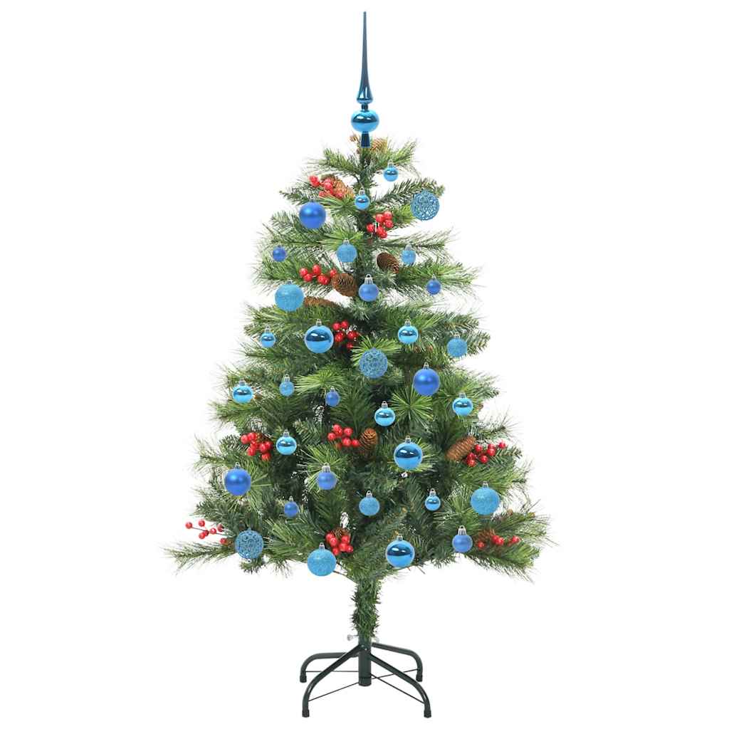Kunstigt juletræ med LED -strimmellys Grøn 150 cm PVC og metal