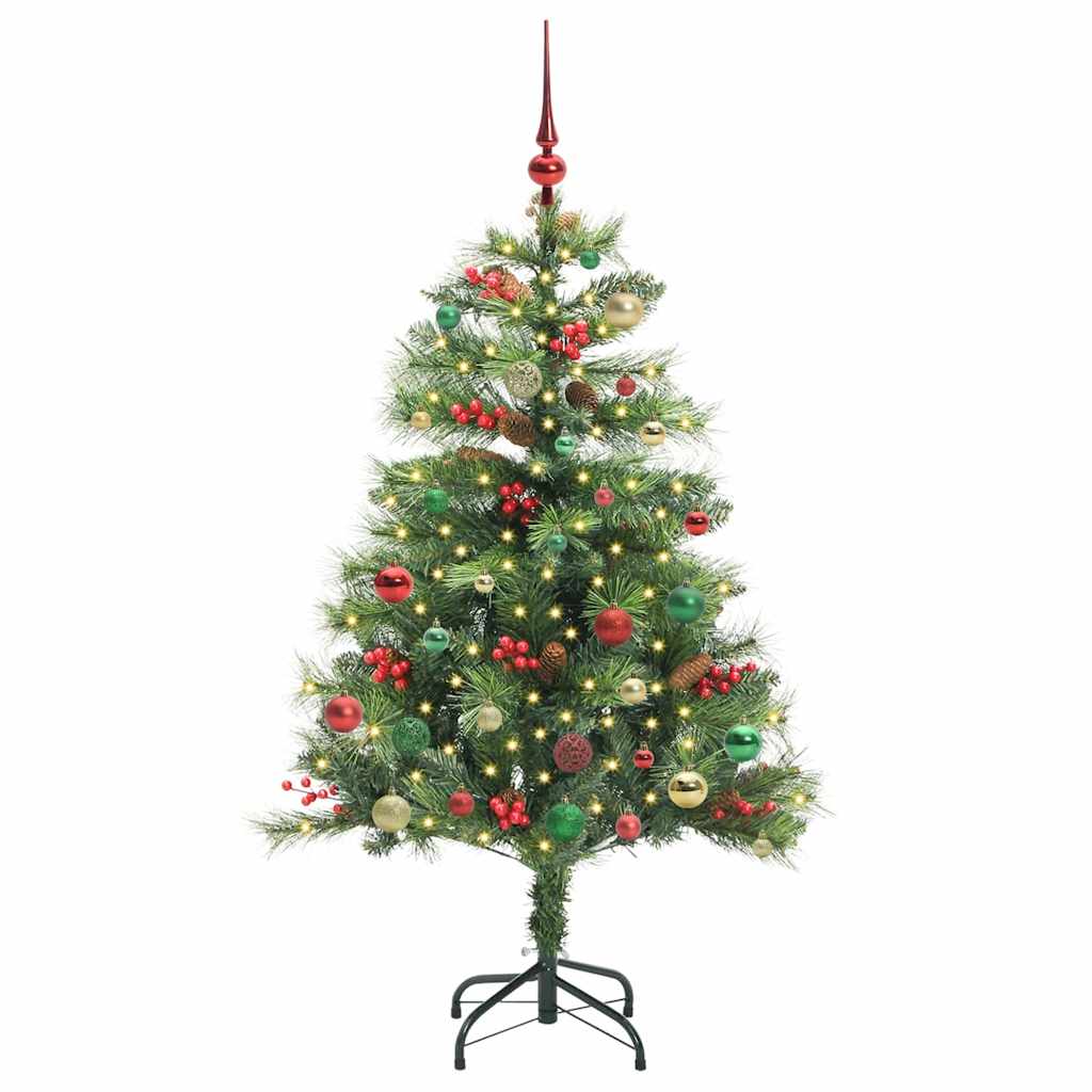 Kunstigt juletræ med LED -strimmellys Grøn 150 cm PVC og metal