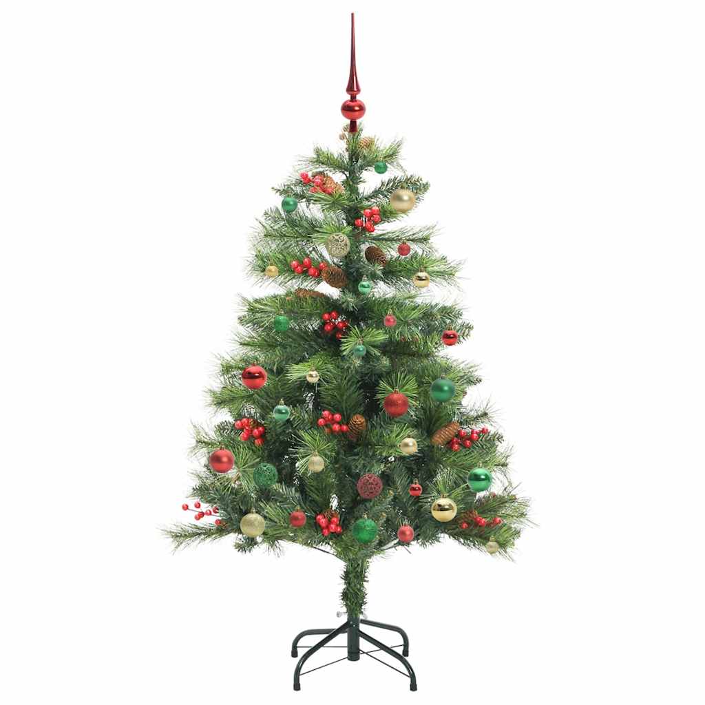 Kunstigt juletræ med LED -strimmellys Grøn 150 cm PVC og metal