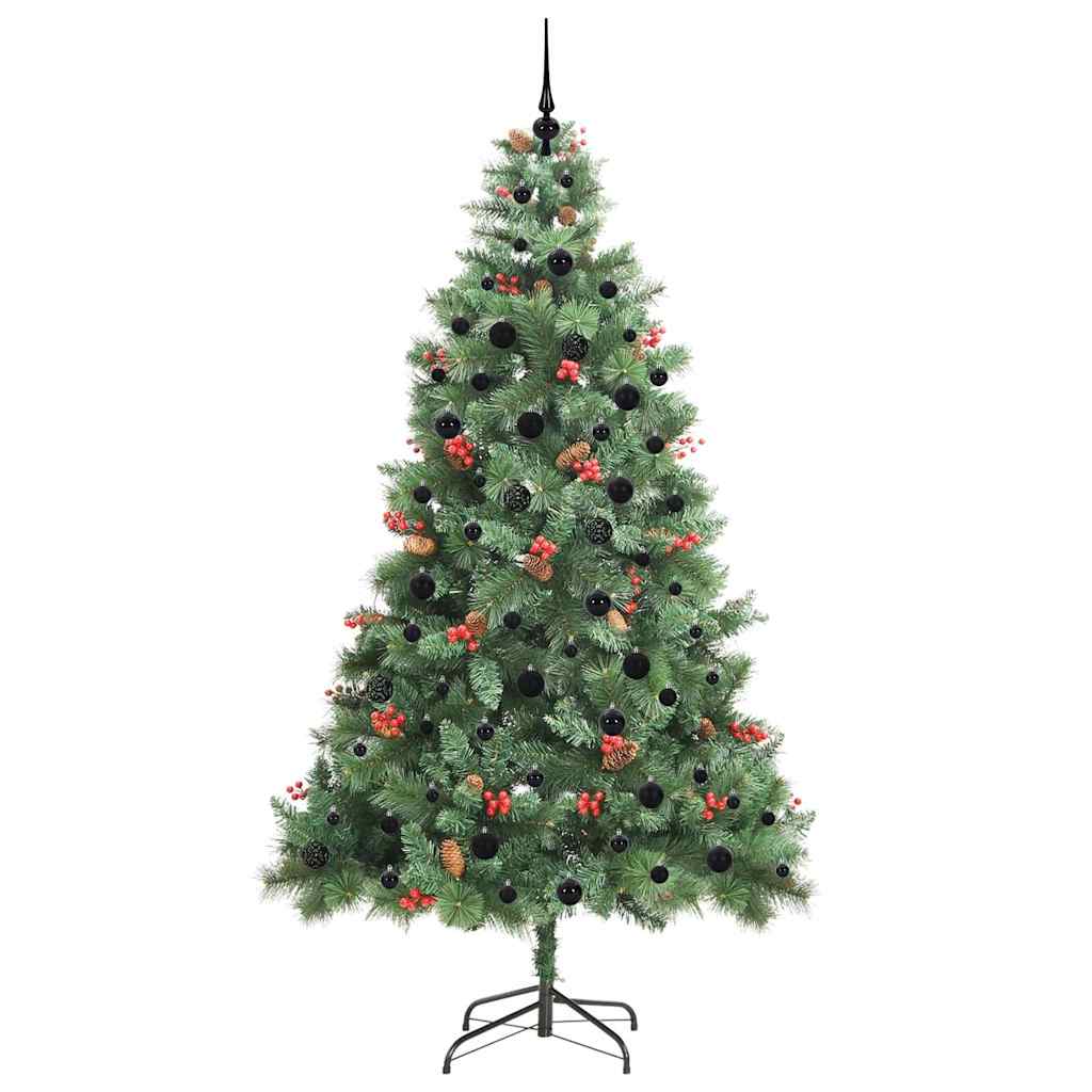Kunstigt juletræ med LED -strimmellys Grøn 240 cm PVC og metal