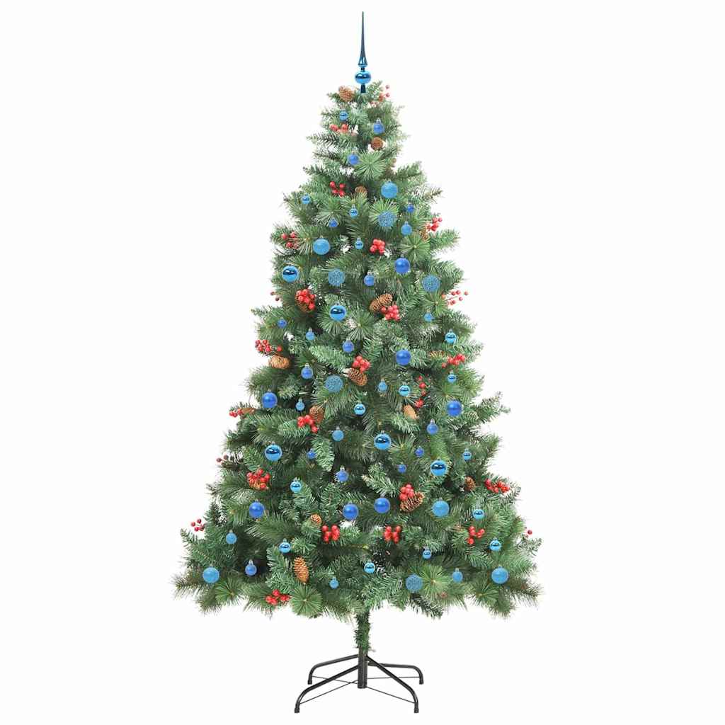 Kunstigt juletræ med LED -strimmellys Grøn 240 cm PVC og metal