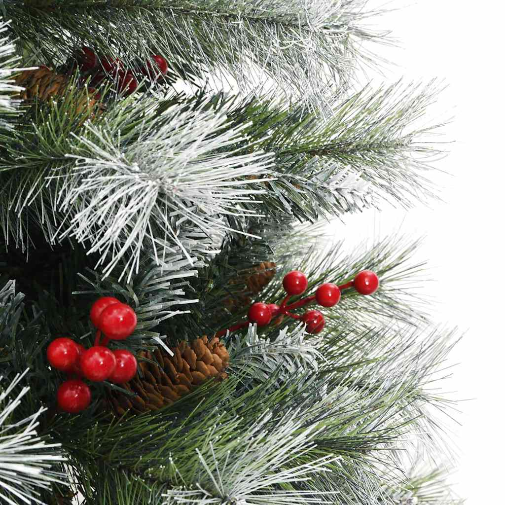 Kunstigt juletræ Grøn og hvid 120 cm PVC og metal og plast