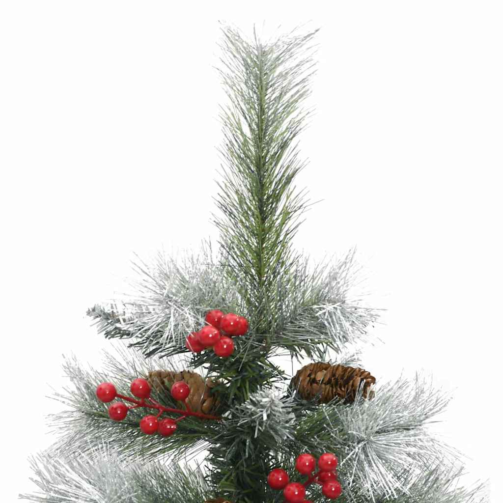 Kunstigt juletræ Grøn og hvid 120 cm PVC og metal og plast