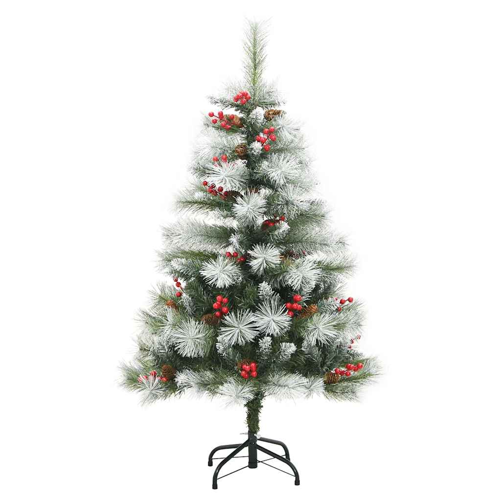 Kunstigt juletræ Grøn og hvid 150 cm PVC og metal og plast