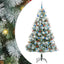 Kunstigt juletræ Grøn og hvid 210 cm PVC og metal og plast