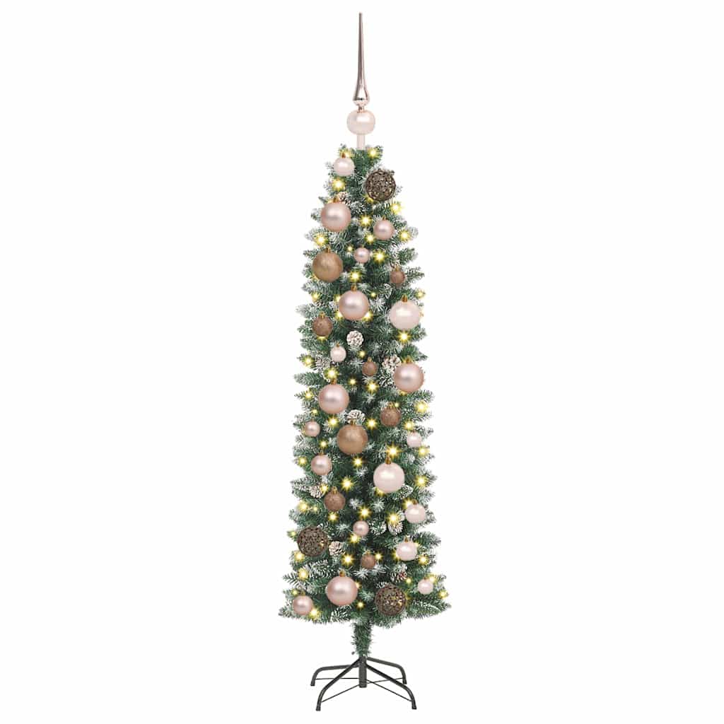 Kunstigt slankt juletræ med 150 LED'er Grøn og Hvid 120 cm