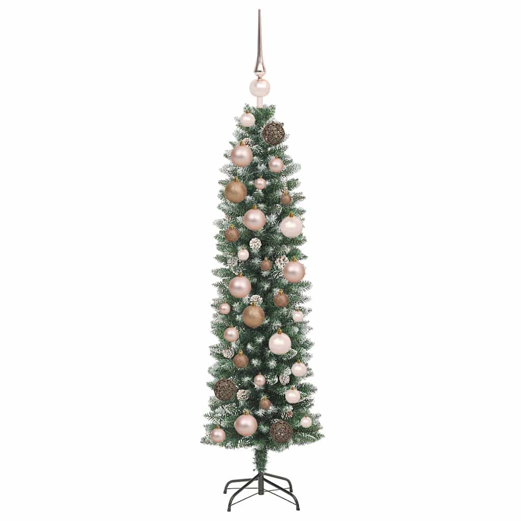 Kunstigt slankt juletræ med 150 LED'er Grøn og Hvid 120 cm