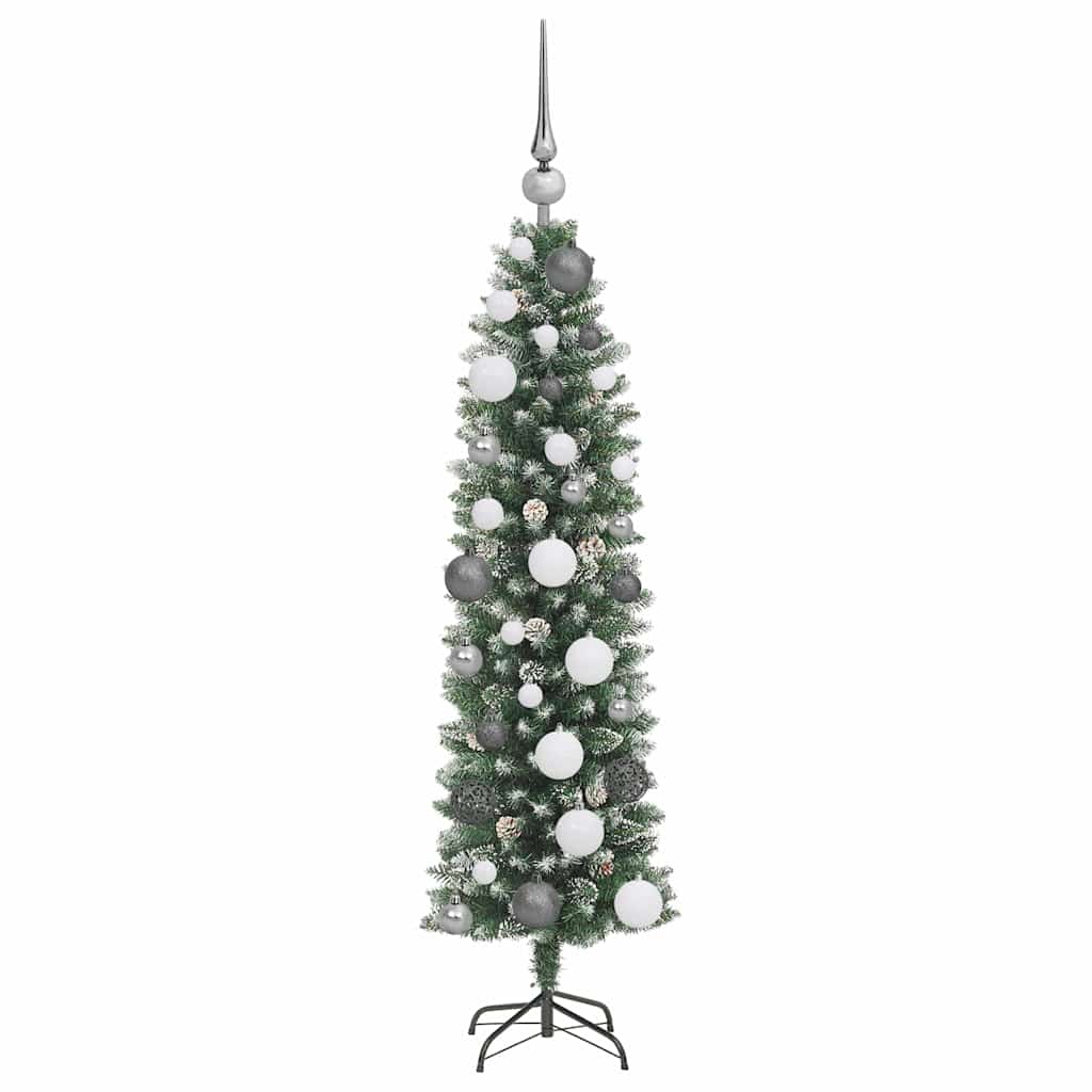 Kunstigt slankt juletræ med 150 LED'er Grøn og Hvid 120 cm