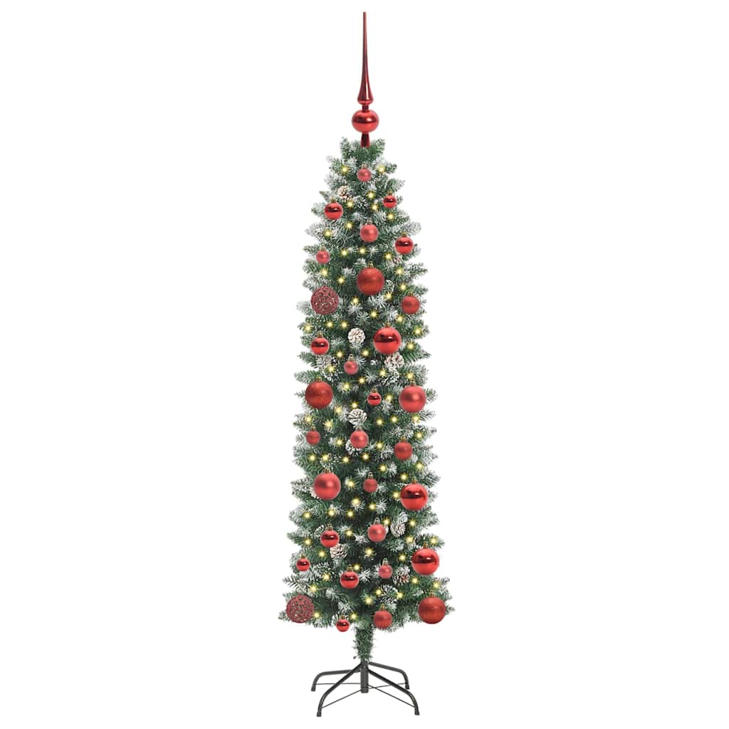 Kunstigt slankt juletræ med 150 LED'er Grøn og Hvid 120 cm