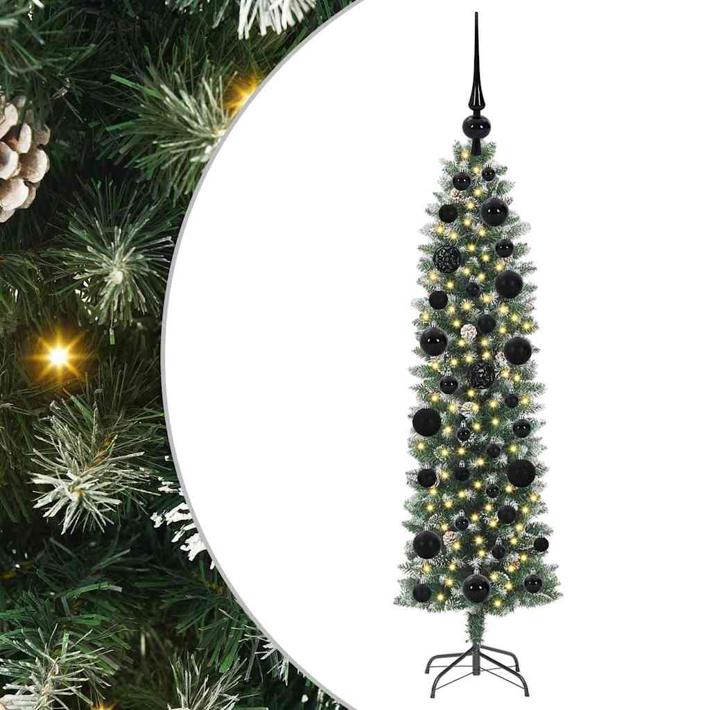 Kunstigt slankt juletræ med 150 LED'er Grøn og Hvid 120 cm