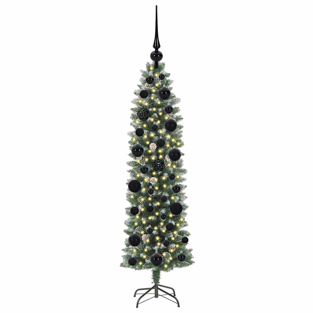 Kunstigt slankt juletræ med 150 LED'er Grøn og Hvid 120 cm