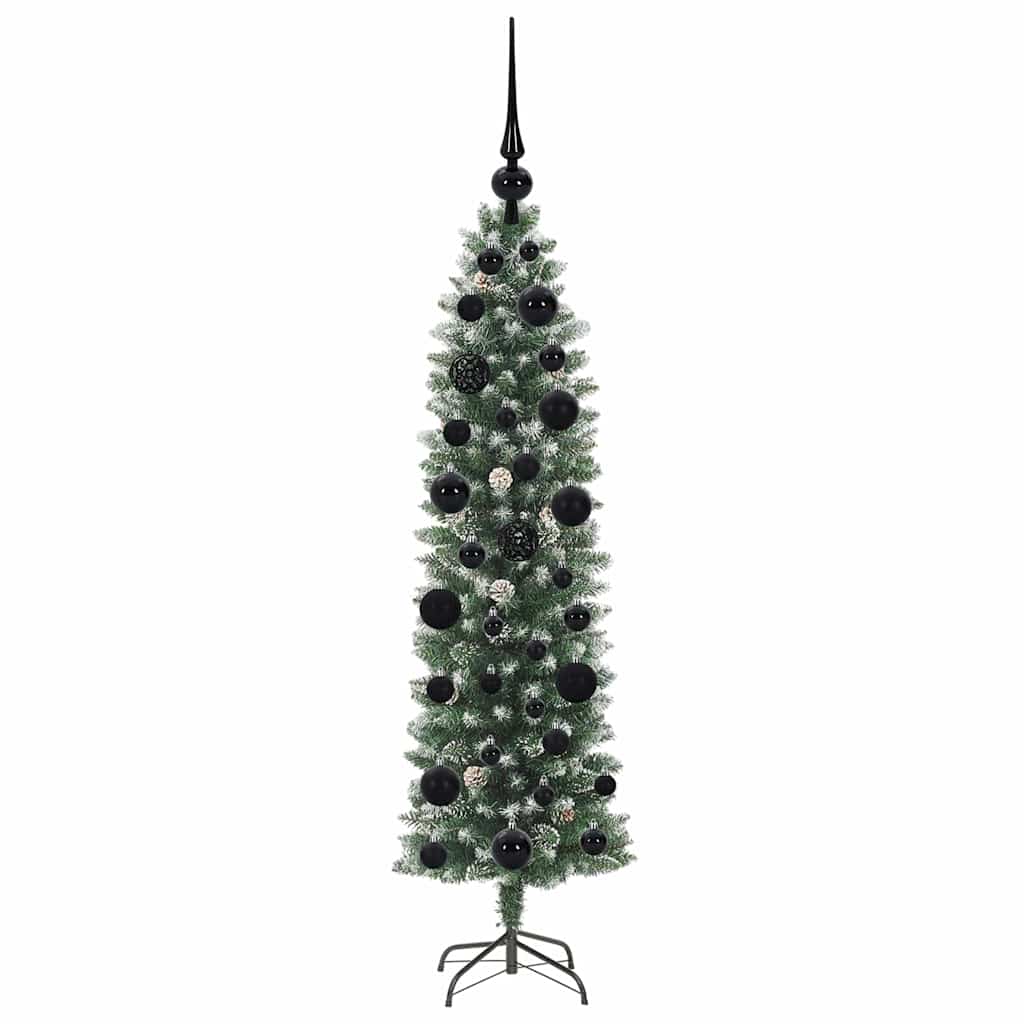 Kunstigt slankt juletræ med 150 LED'er Grøn og Hvid 120 cm