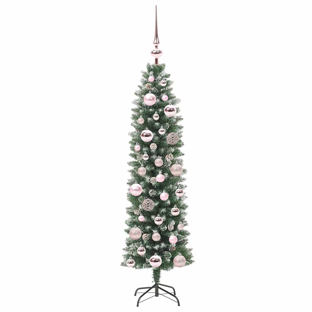 Kunstigt slankt juletræ med 150 LED'er Grøn og Hvid 120 cm