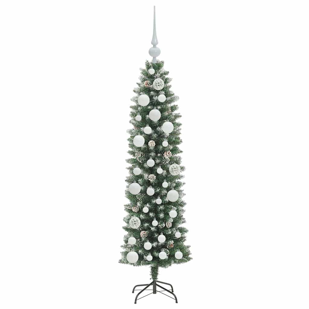 Kunstigt slankt juletræ med 150 LED'er Grøn og Hvid 120 cm
