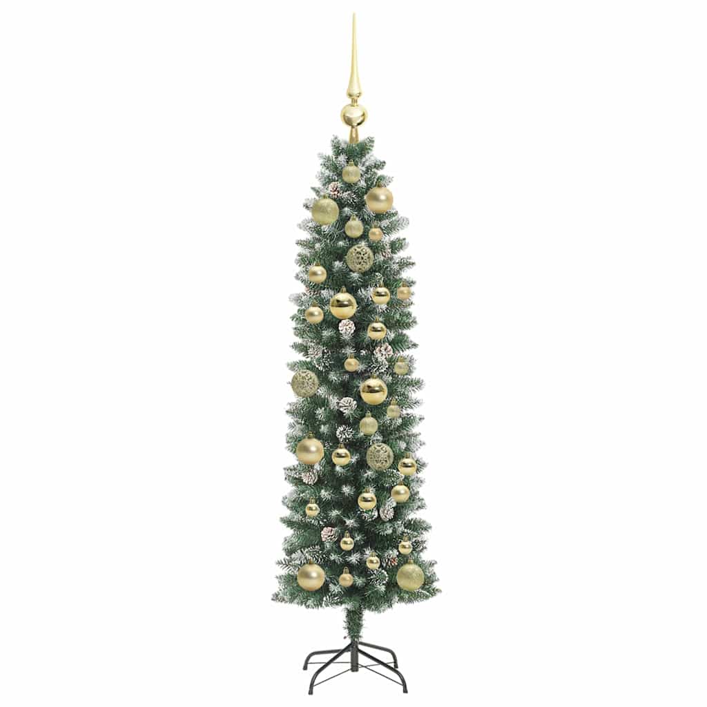 Kunstigt slankt juletræ med 150 LED'er Grøn og Hvid 120 cm
