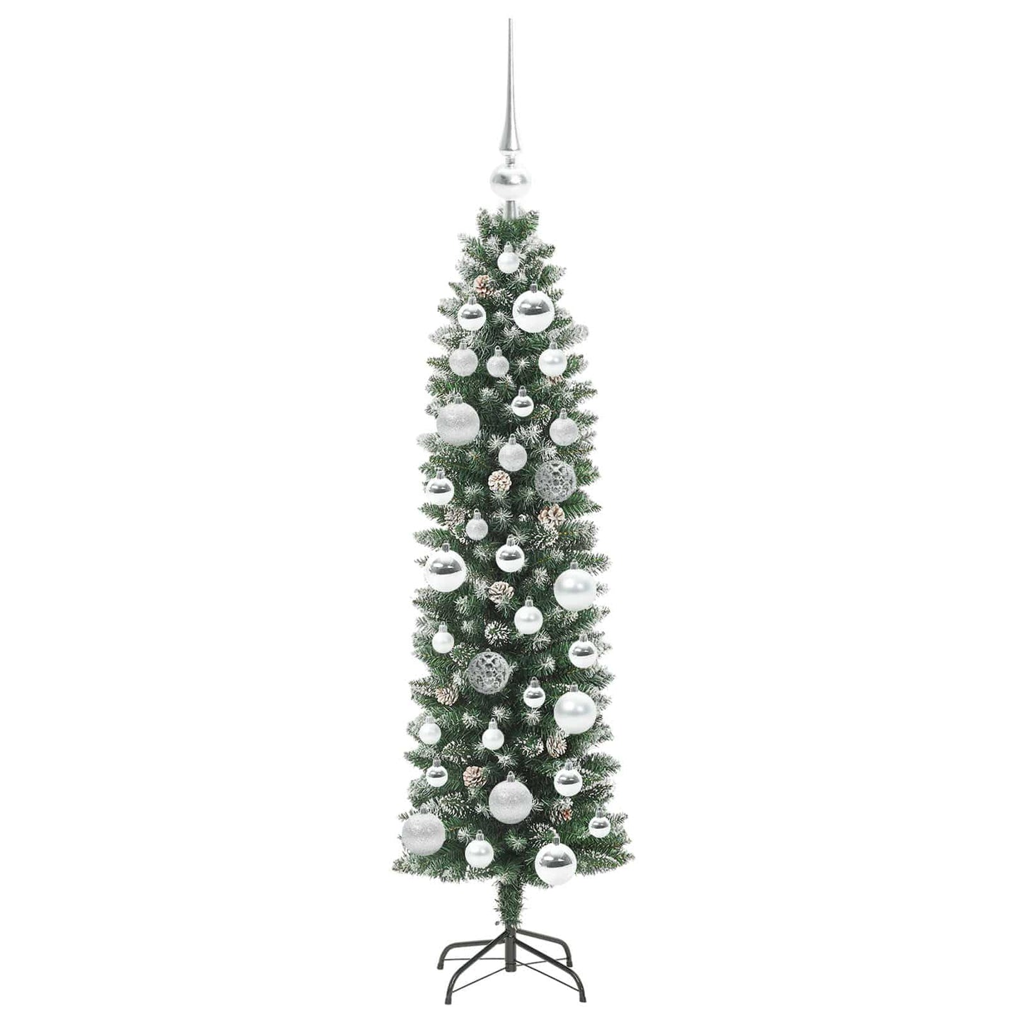 Kunstigt slankt juletræ med 150 LED'er Grøn og Hvid 120 cm