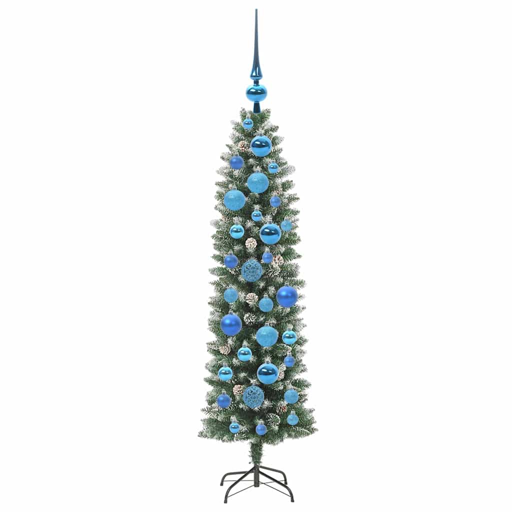 Kunstigt slankt juletræ med 150 LED'er Grøn og Hvid 120 cm