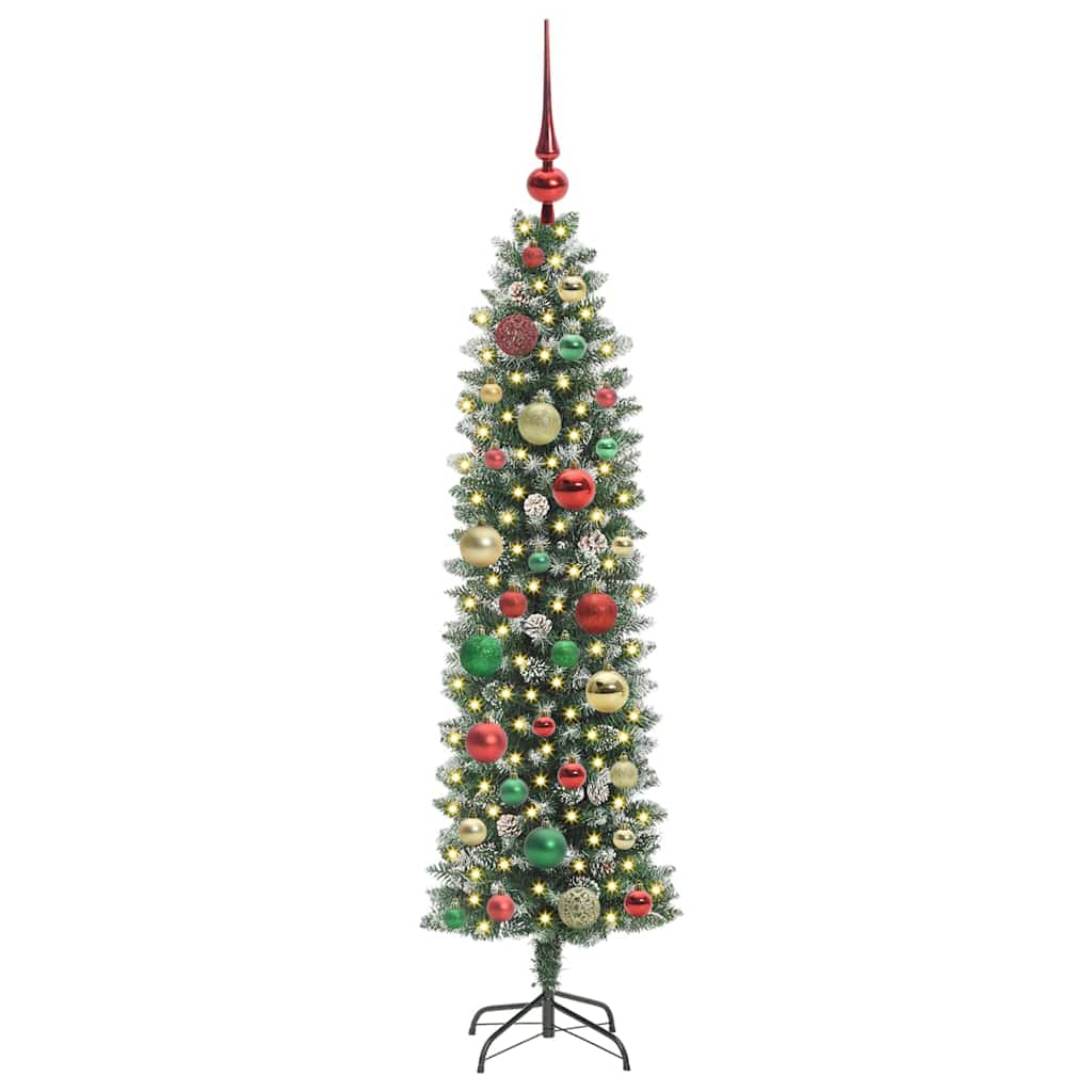 Kunstigt slankt juletræ med 150 LED'er Grøn og Hvid 120 cm