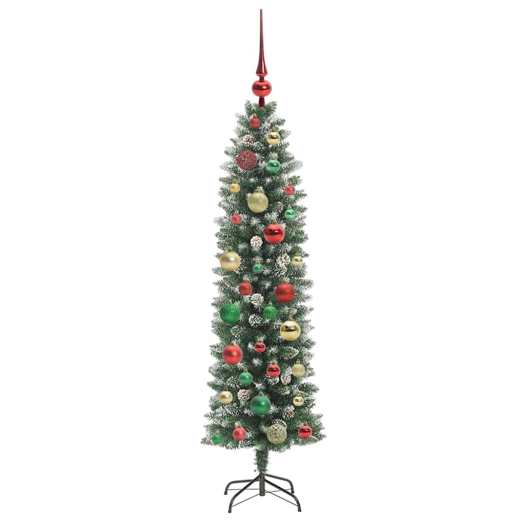Kunstigt slankt juletræ med 150 LED'er Grøn og Hvid 120 cm