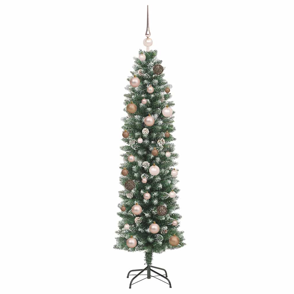 Kunstigt slankt juletræ med 150 LED'er Grøn og Hvid 150 cm