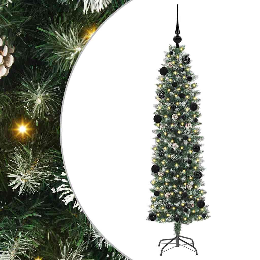 Kunstigt slankt juletræ med 150 LED'er Grøn og Hvid 150 cm