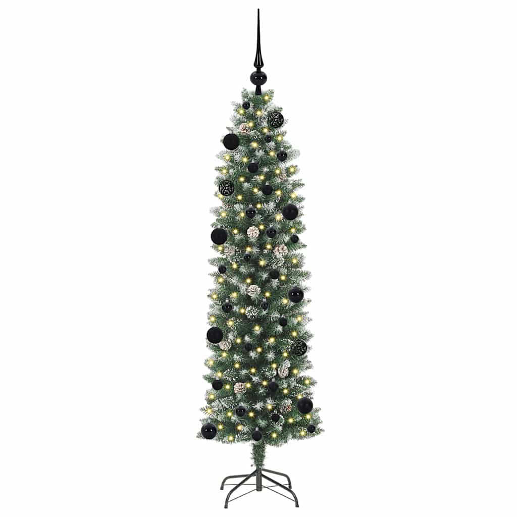 Kunstigt slankt juletræ med 150 LED'er Grøn og Hvid 150 cm