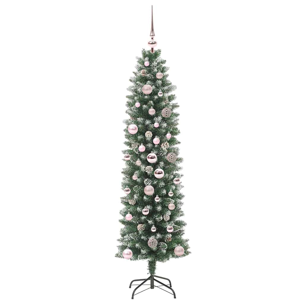 Kunstigt slankt juletræ med 150 LED'er Grøn og Hvid 150 cm