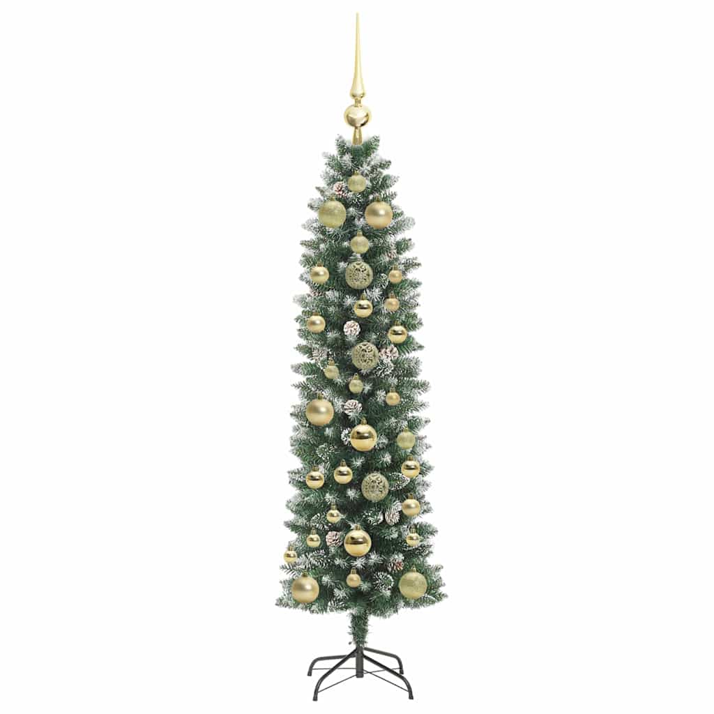 Kunstigt slankt juletræ med 150 LED'er Grøn og Hvid 150 cm