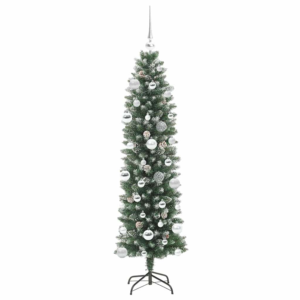 Kunstigt slankt juletræ med 150 LED'er Grøn og Hvid 150 cm