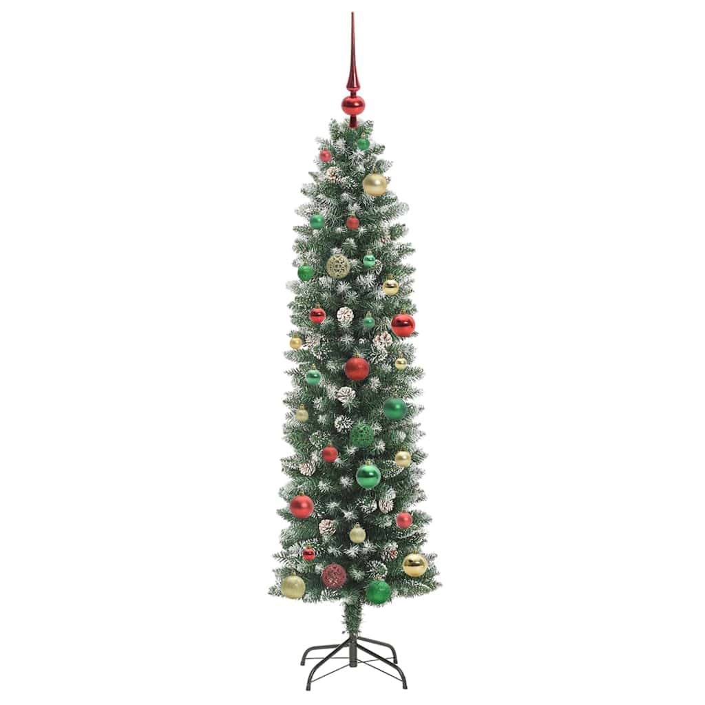 Kunstigt slankt juletræ med 150 LED'er Grøn og Hvid 150 cm