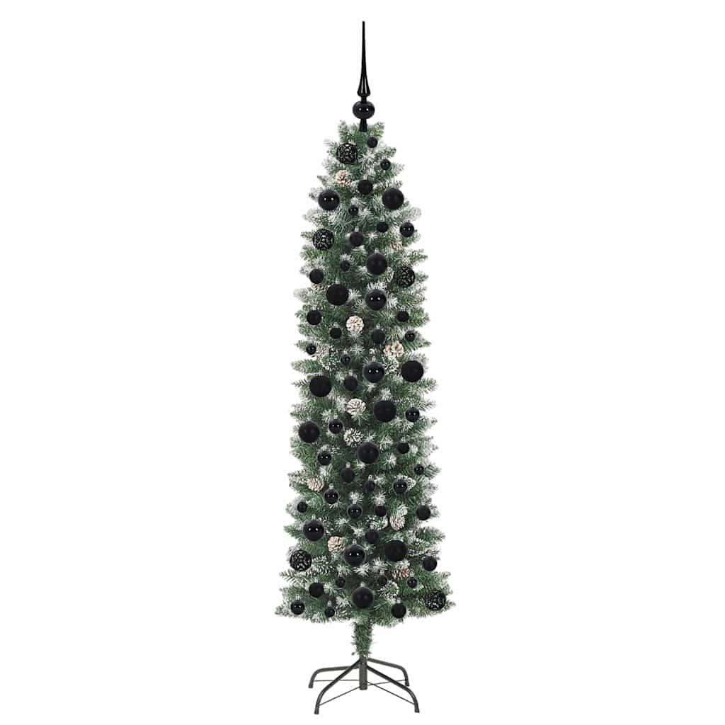 Kunstigt slankt juletræ med 300 LED'er Grøn og Hvid 180 cm