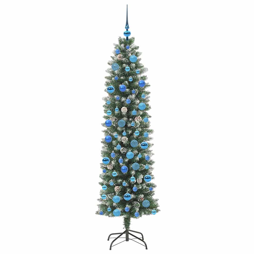 Kunstigt slankt juletræ med 300 LED'er Grøn og Hvid 180 cm