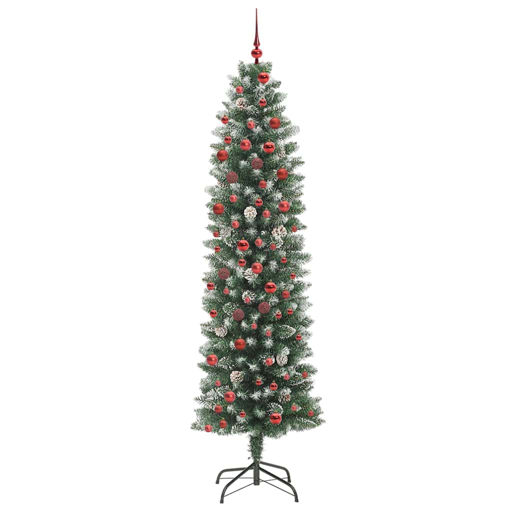 Kunstigt slankt juletræ med 300 LED'er Grøn og Hvid 210 cm