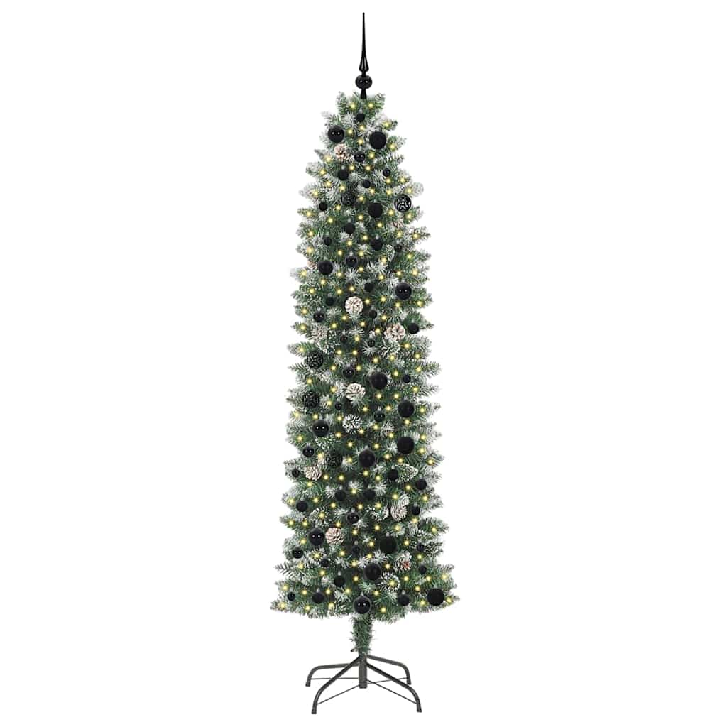 Kunstigt slankt juletræ med 300 LED'er Grøn og Hvid 210 cm