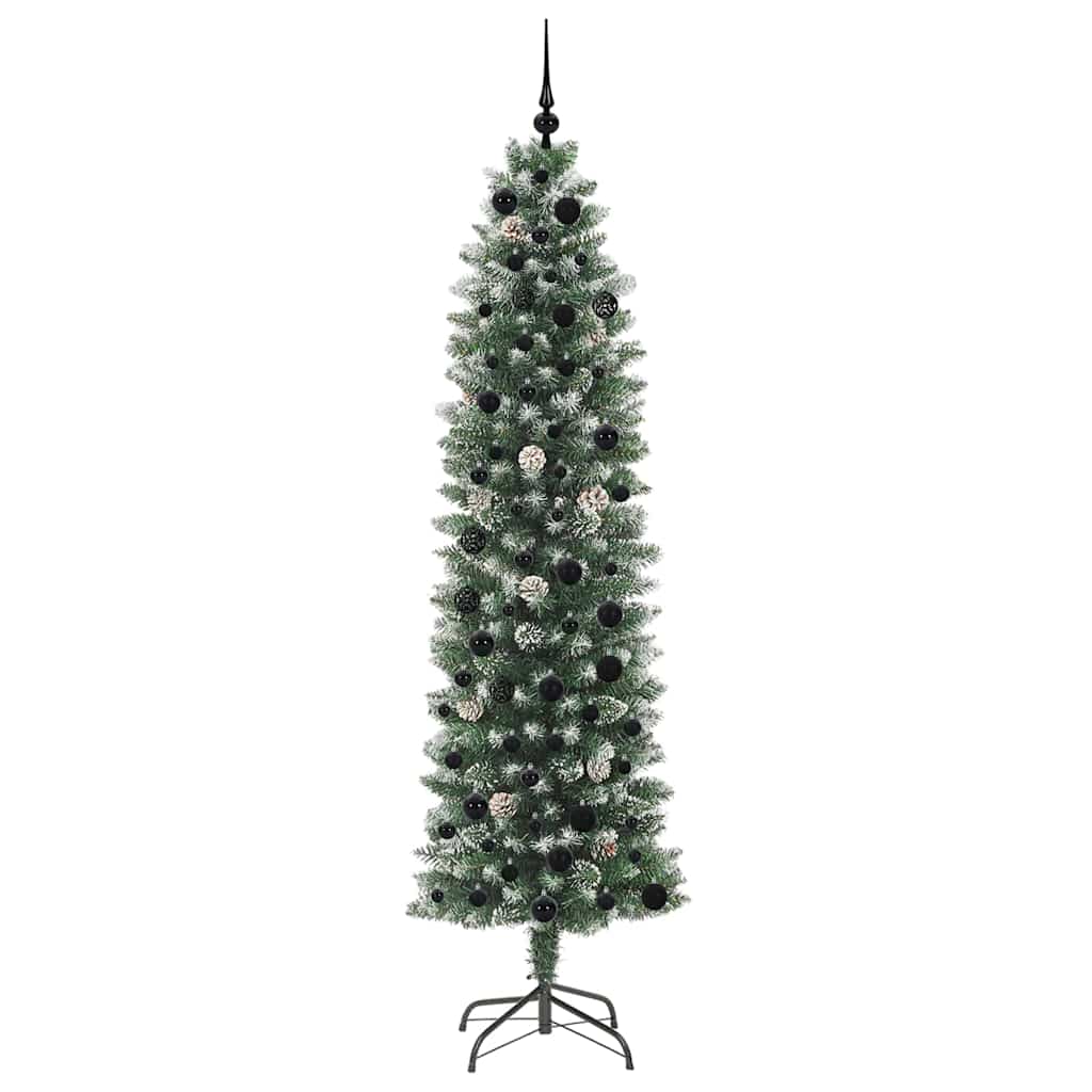 Kunstigt slankt juletræ med 300 LED'er Grøn og Hvid 210 cm