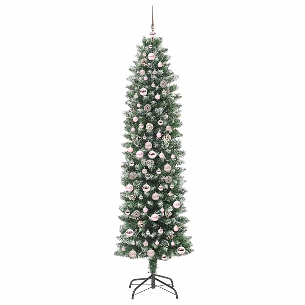 Kunstigt slankt juletræ med 300 LED'er Grøn og Hvid 210 cm