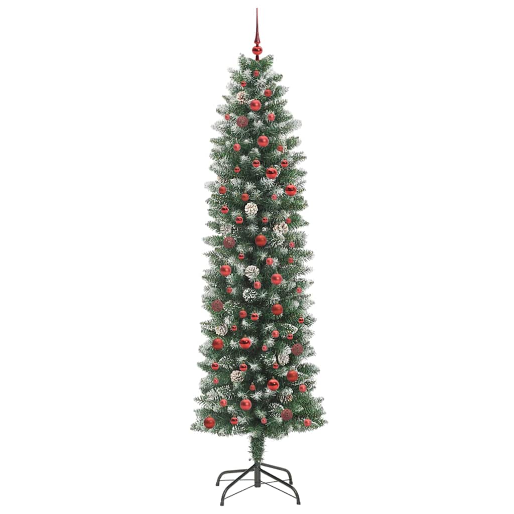Kunstigt slankt juletræ med 300 LED'er Grøn og Hvid 240 cm